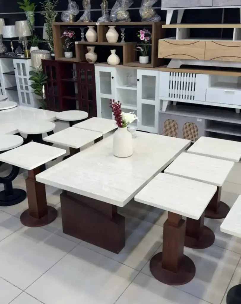 طقم طاولات خشب (6+1)