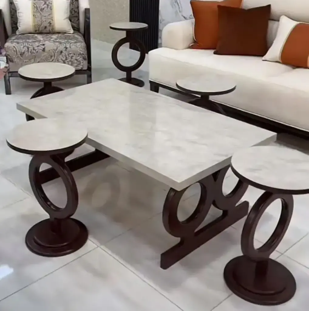 طقم طاولات خشب (4+1)+(ركنية)