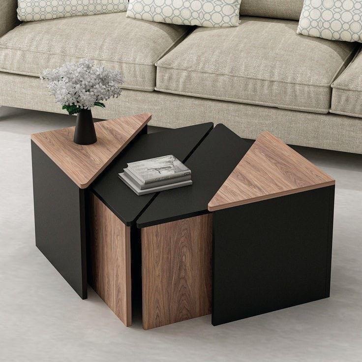 طقم طاولات كلاسيك زجاج 4+1 قطعة 