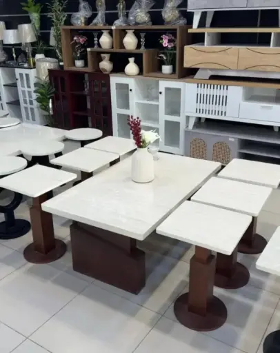 طقم طاولات خشب (6+1)