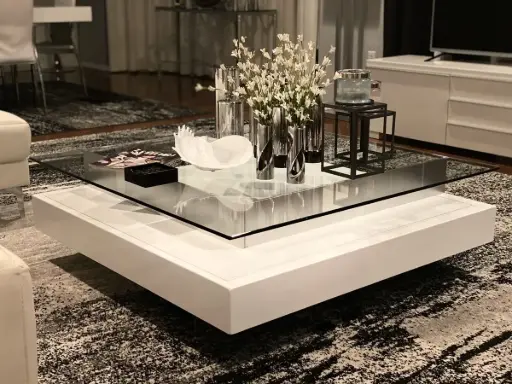 طاولة خشب دورين مع زجاج 