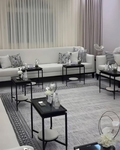 طقم طاولات خشب زجاج 5+1 قطعة